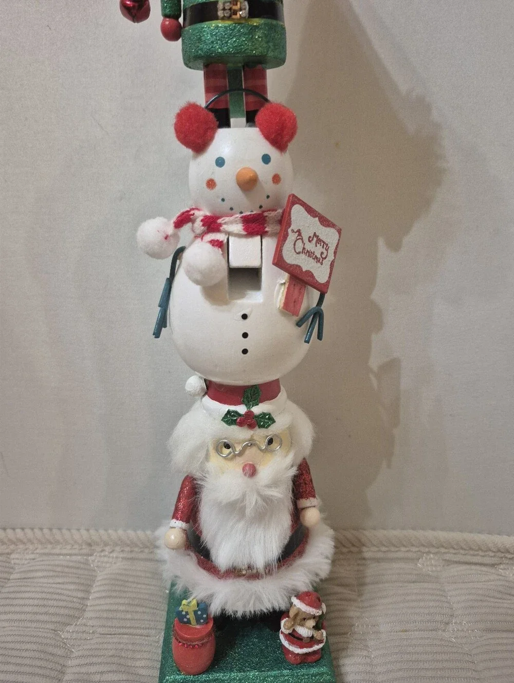 Festive Red and Green Stacked Holiday Nutcracker